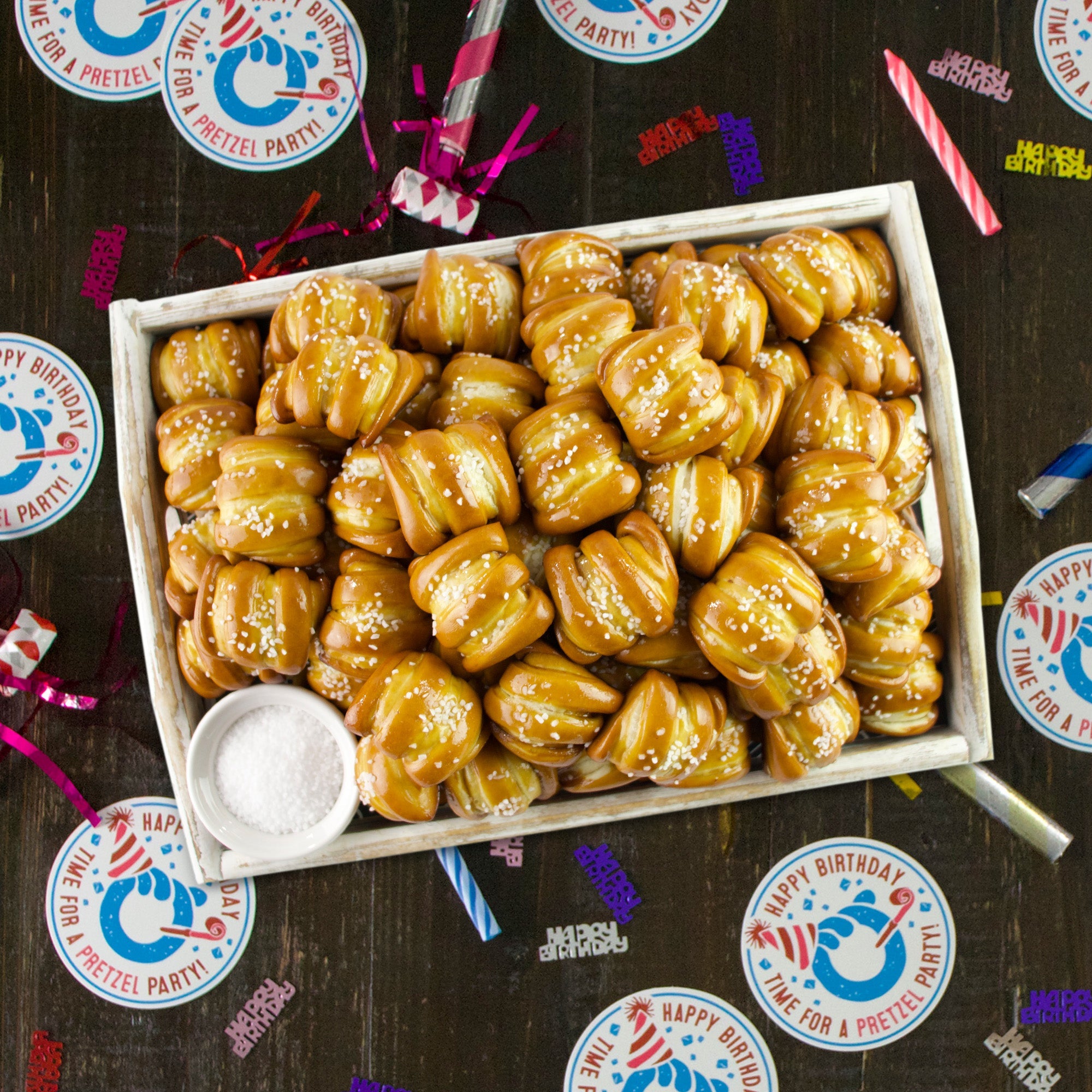One-Timer Bites Soft Pretzel Box - Happy Birthday