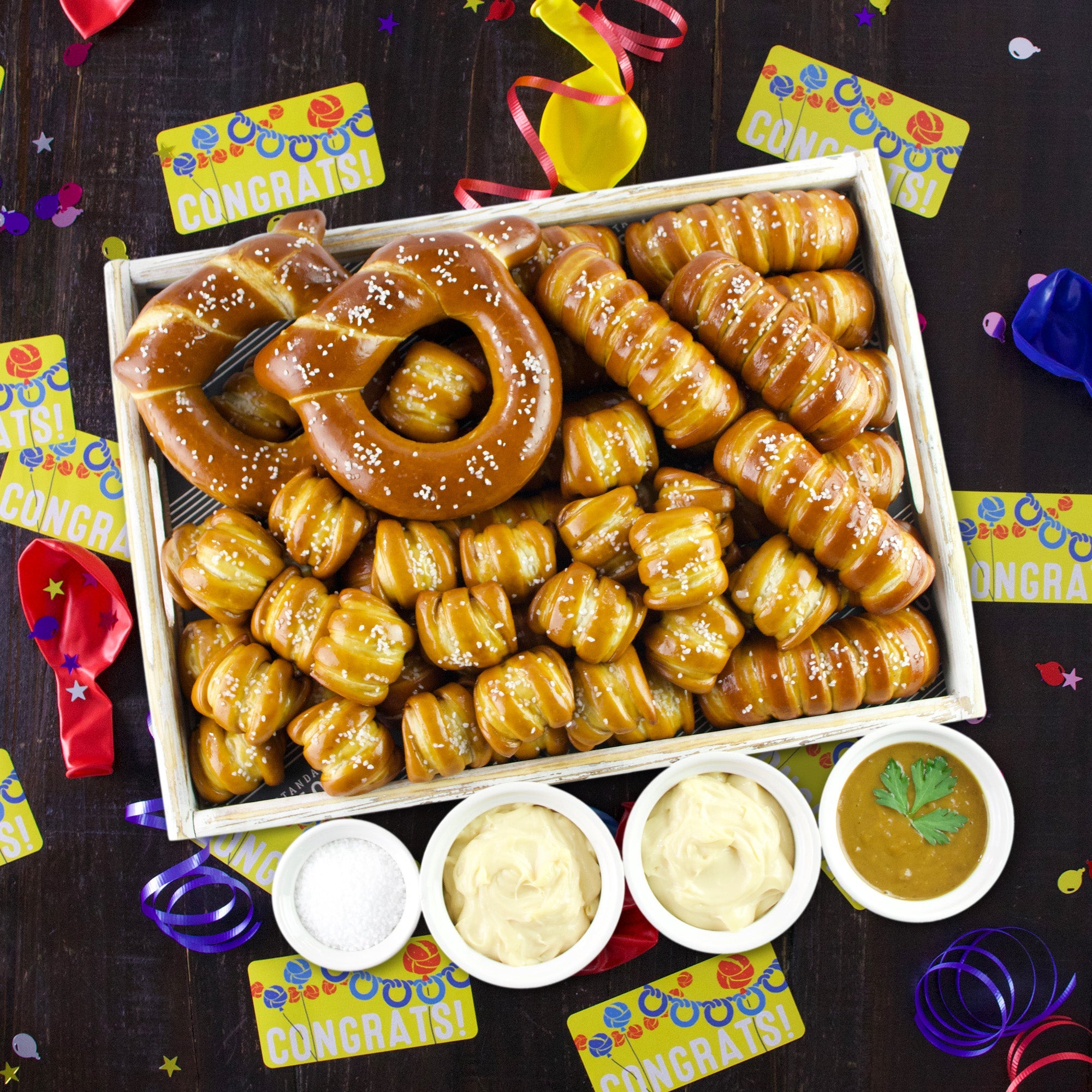 Soft Pretzels & Sauces Variety Box - Congratulations