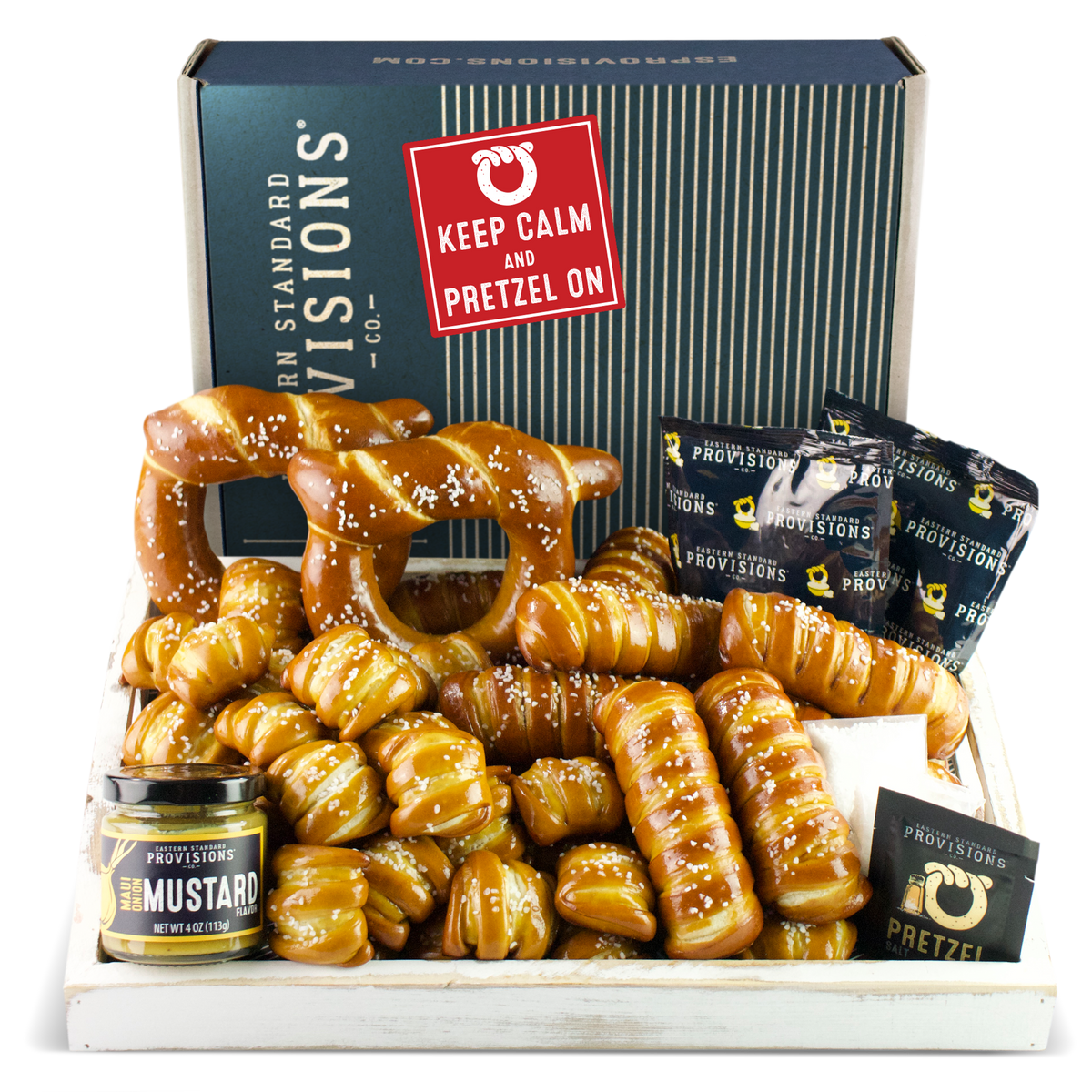 Soft Pretzels & Sauces Variety Box - Keep Calm & Pretzel On