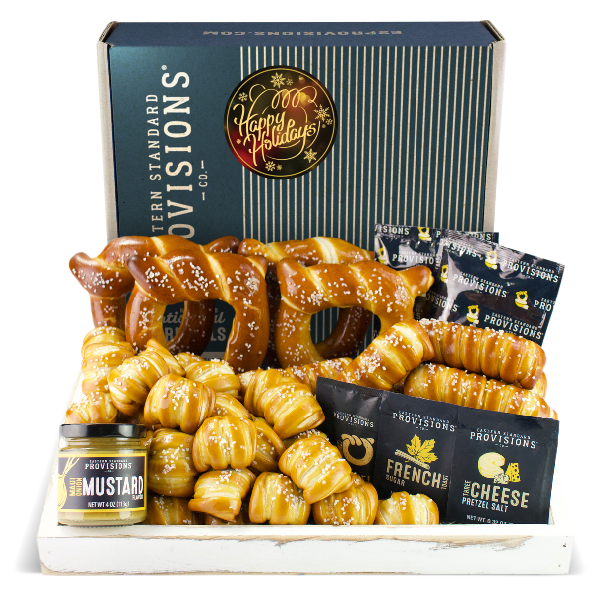 Soft Pretzels, Salts & Sauces Variety Box - Happy Holidays