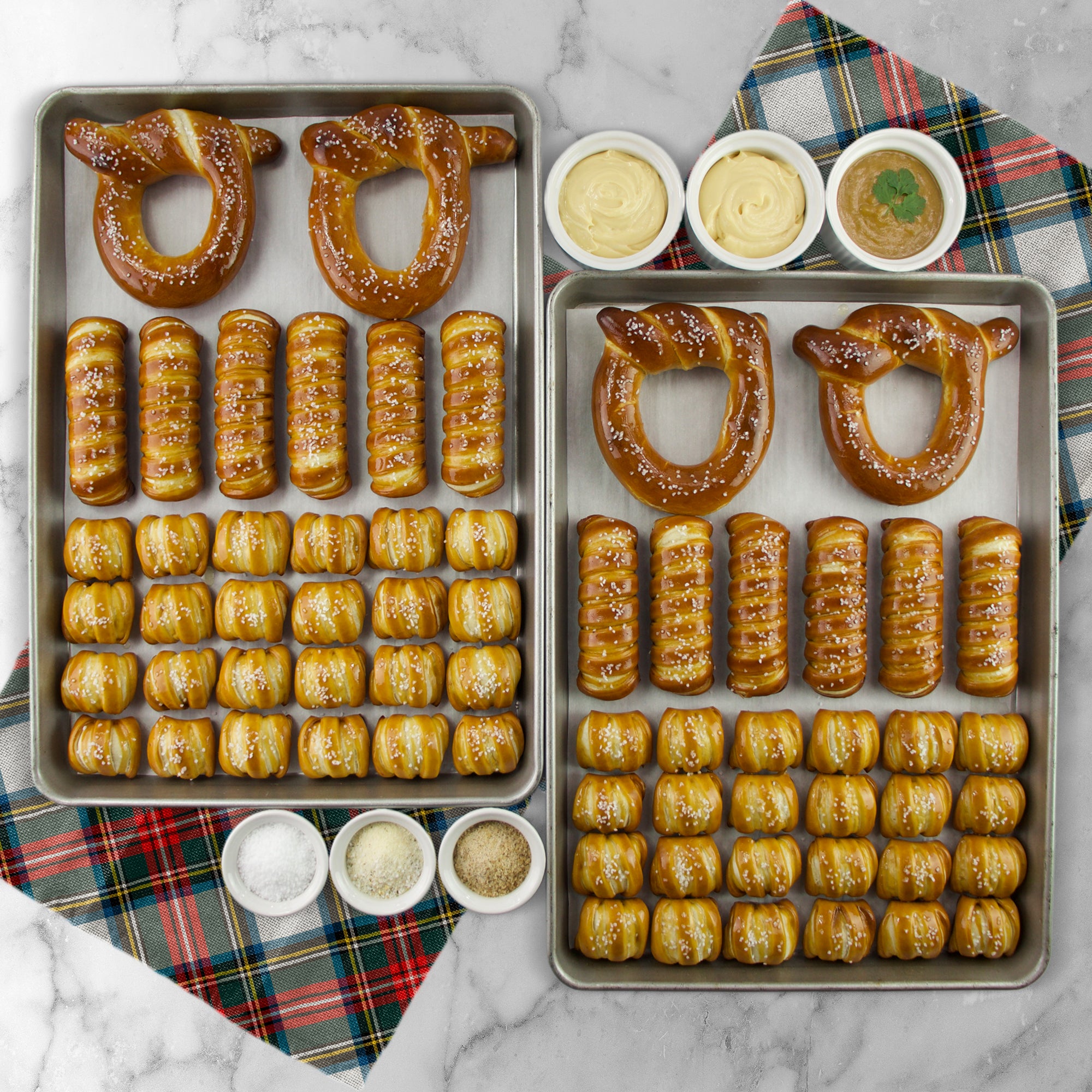 Soft Pretzels, Salts & Sauces Variety Box - Happy Holidays