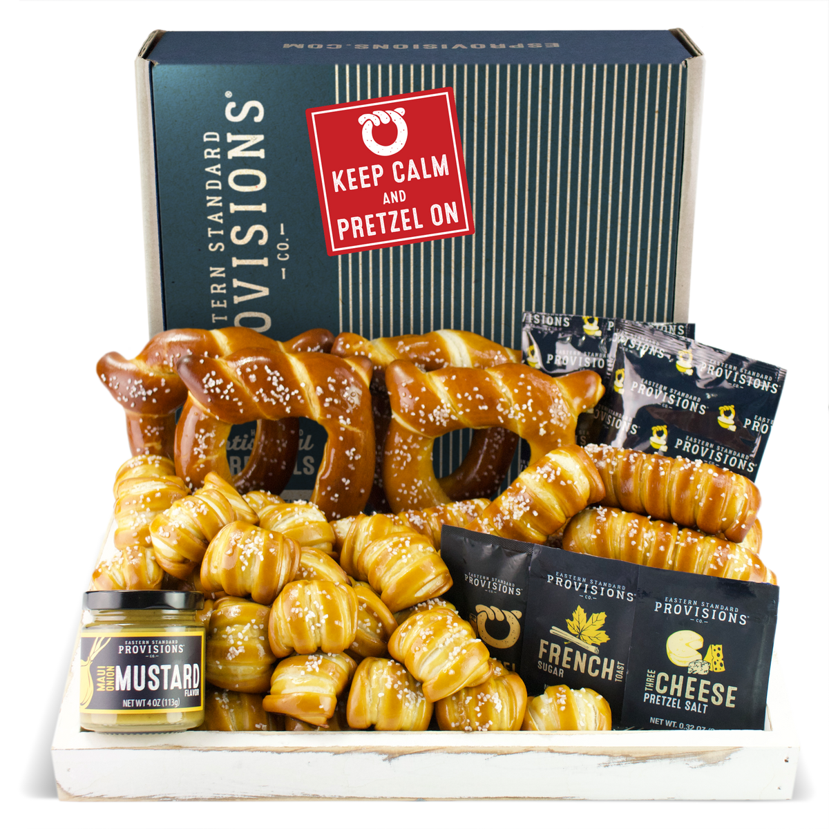Soft Pretzels, Salts & Sauces Variety Box - Keep Calm & Pretzel On