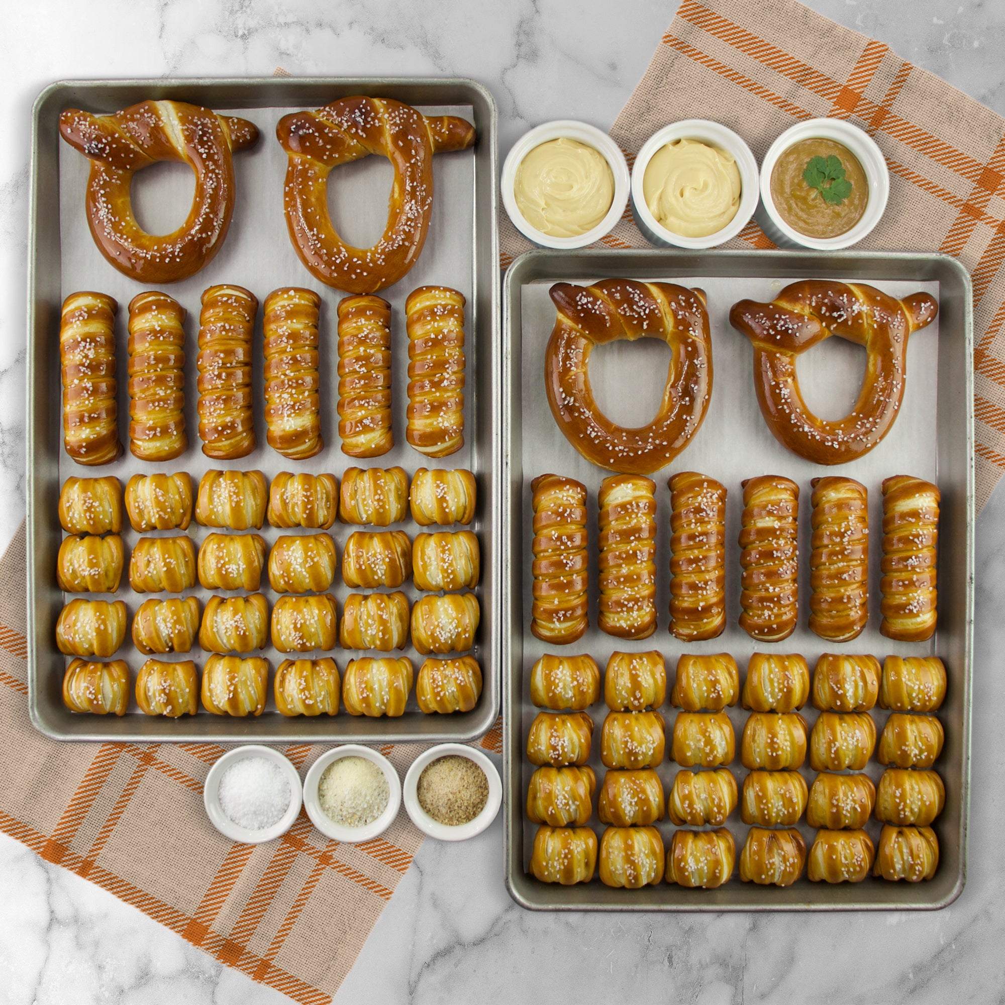 SOFT PRETZELS, SALTS & SAUCES VARIETY BOX - Wonderfall