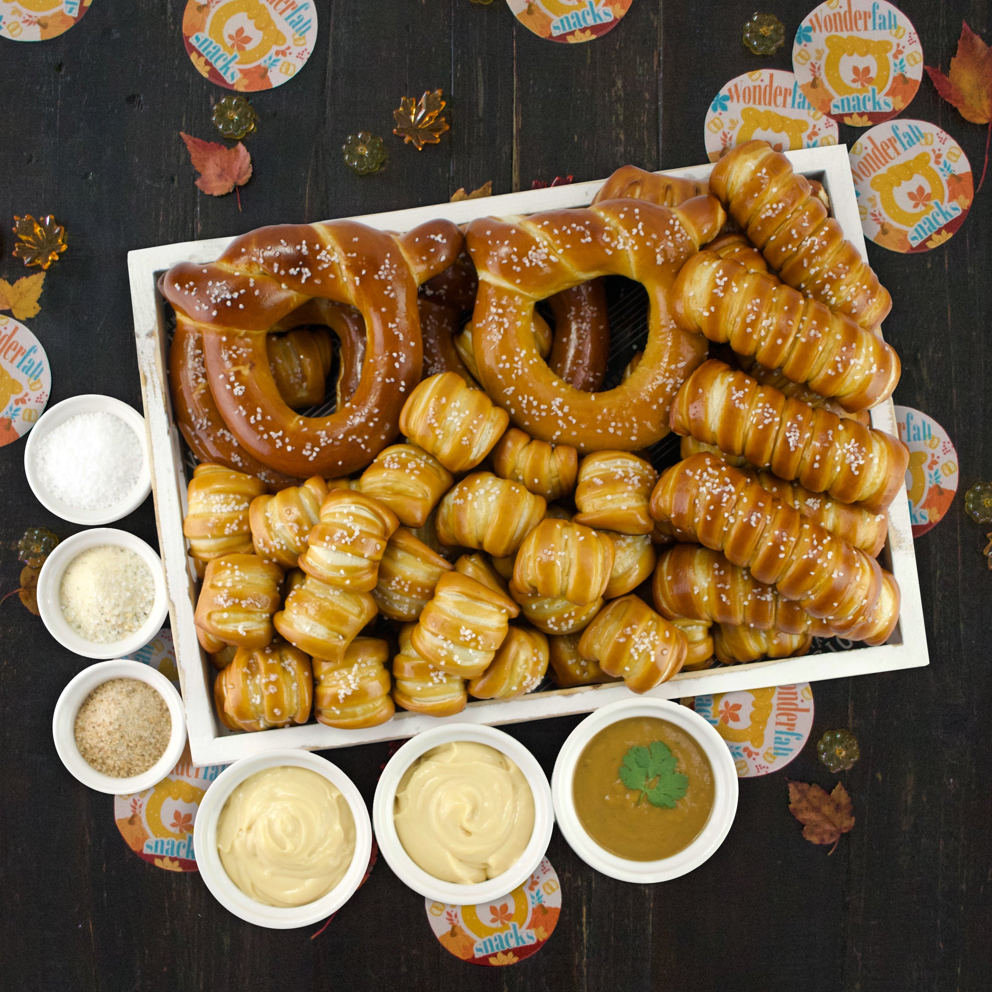 Soft Pretzels, Salts & Sauces Variety Box - Wonderfall