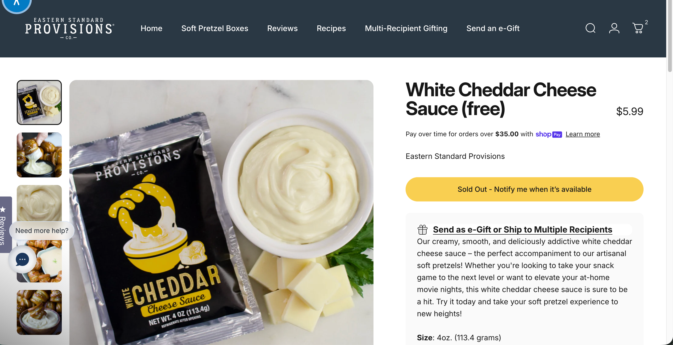 White Cheddar Cheese Sauce (free)