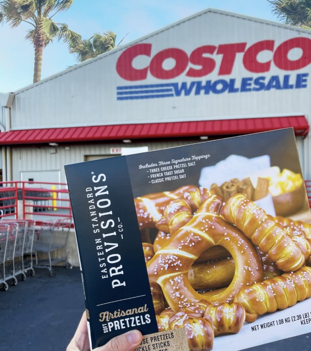 Box of pretzels in front of Costco