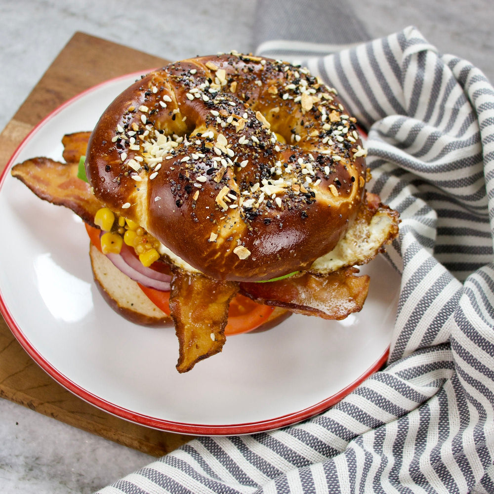 FourSeam Pretzel Bun Breakfast Sandwich