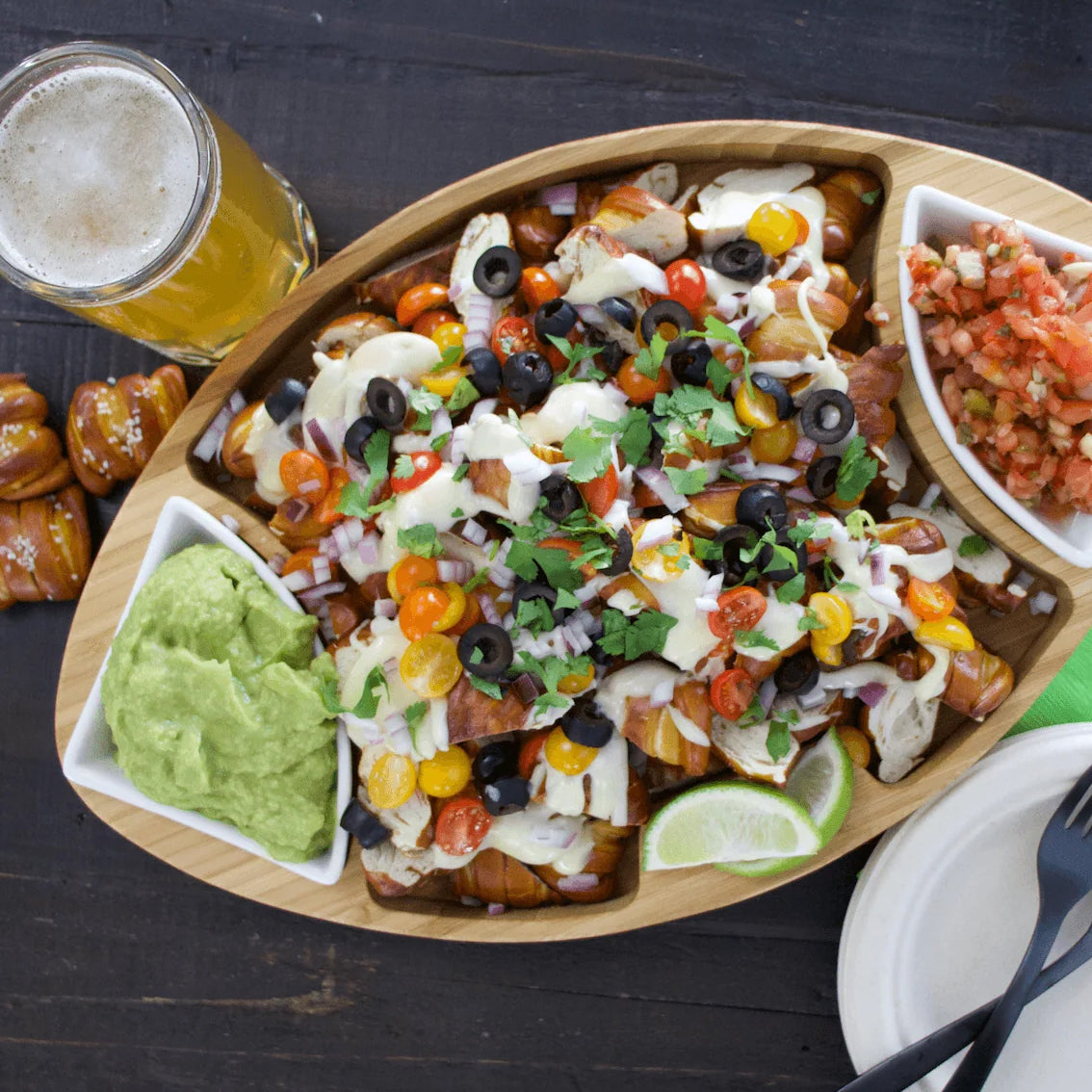 Loaded Cheesy Pretzel Nachos