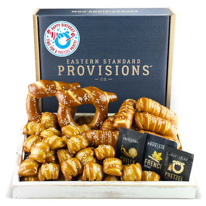 SOFT PRETZELS & SALTS VARIETY BOX - Happy Birthday