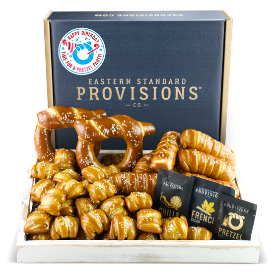 SOFT PRETZELS & SALTS VARIETY BOX - Happy Birthday