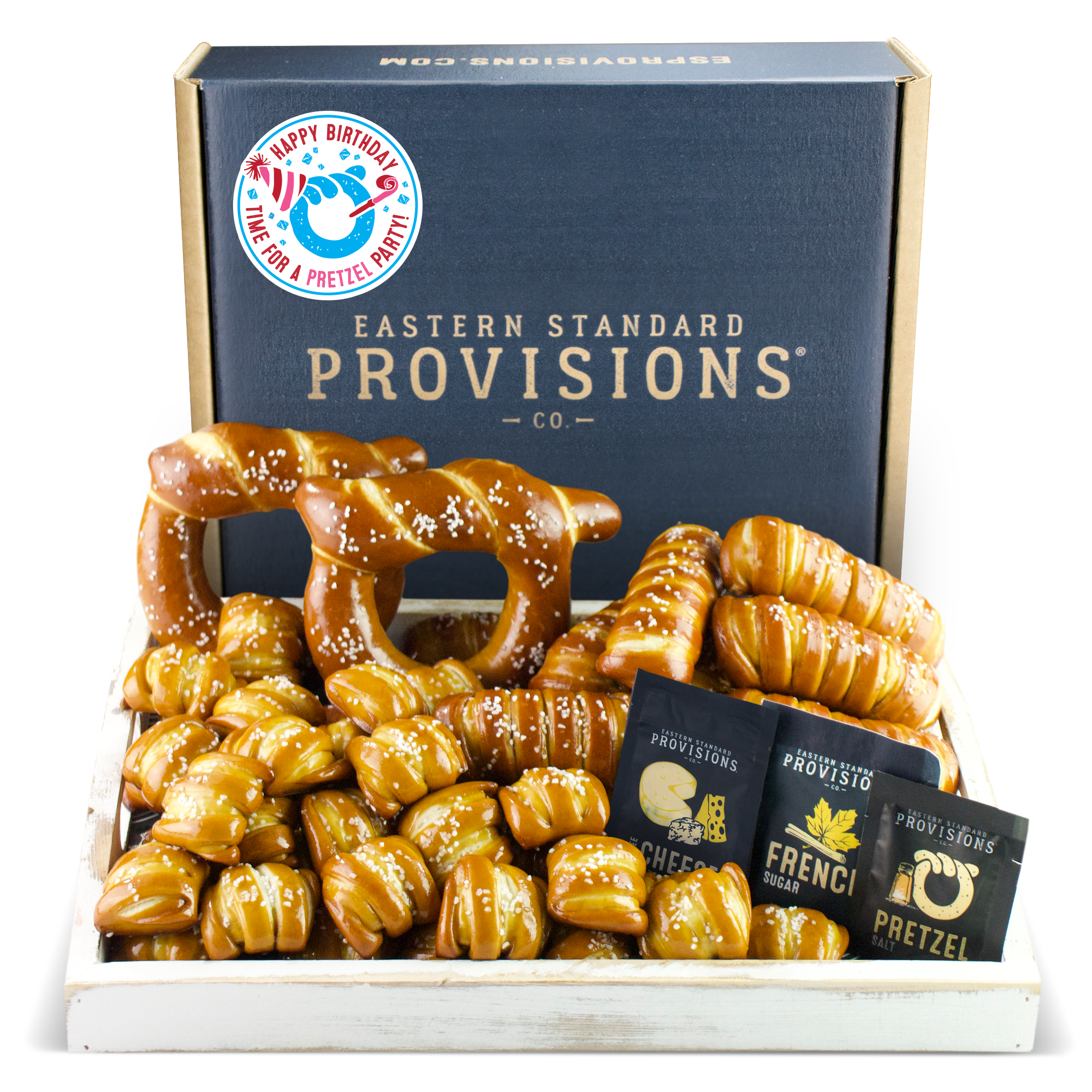 SOFT PRETZELS & SALTS VARIETY BOX - Happy Birthday