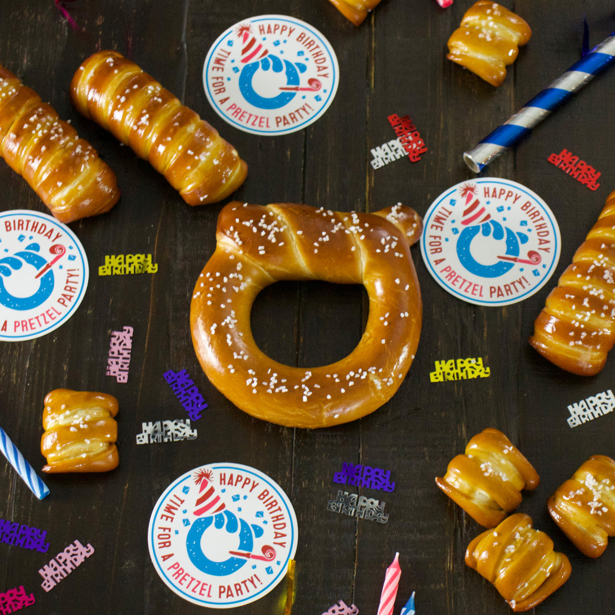 SOFT PRETZELS & SALTS VARIETY BOX - Happy Birthday