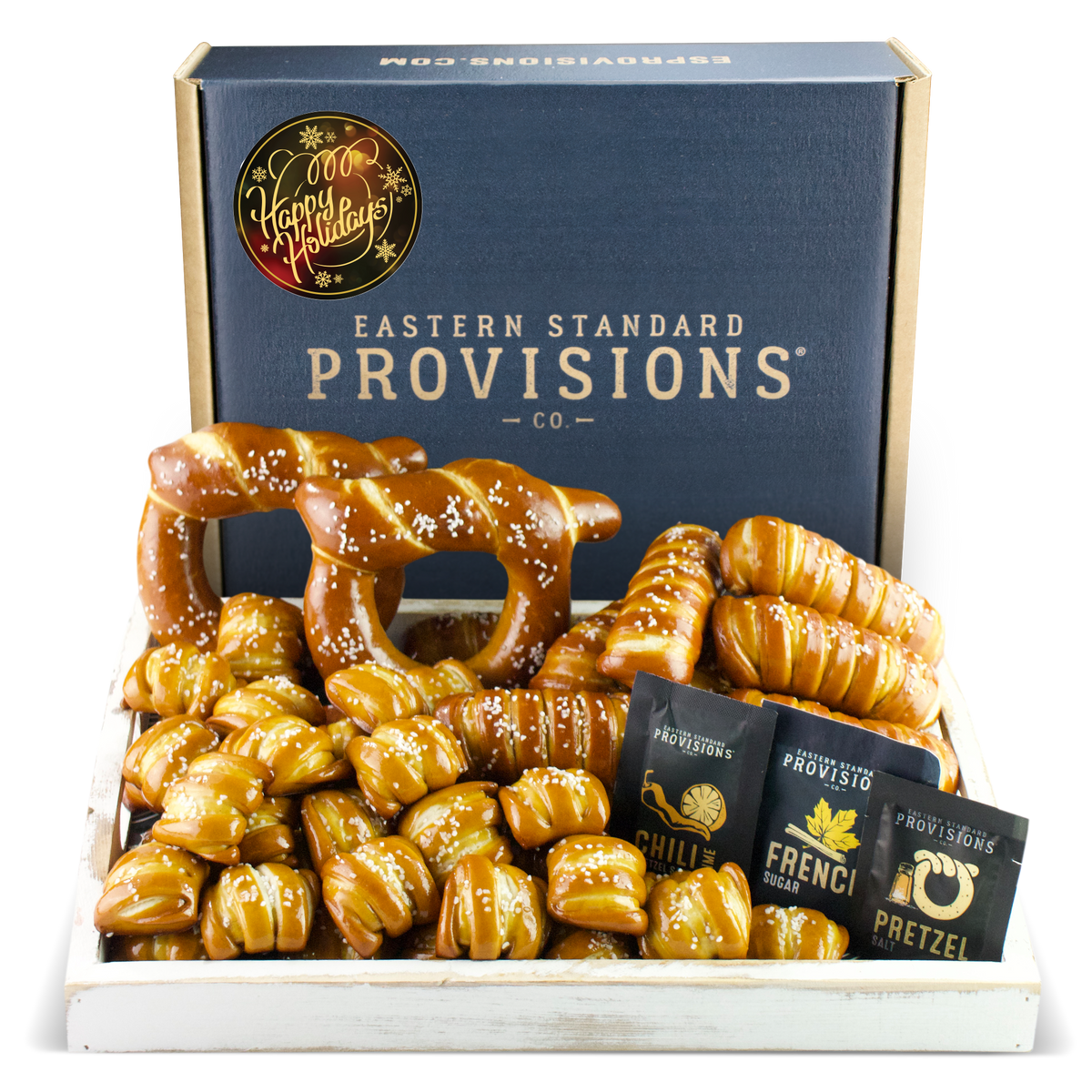 SOFT PRETZELS & SALTS VARIETY BOX - Happy Holidays