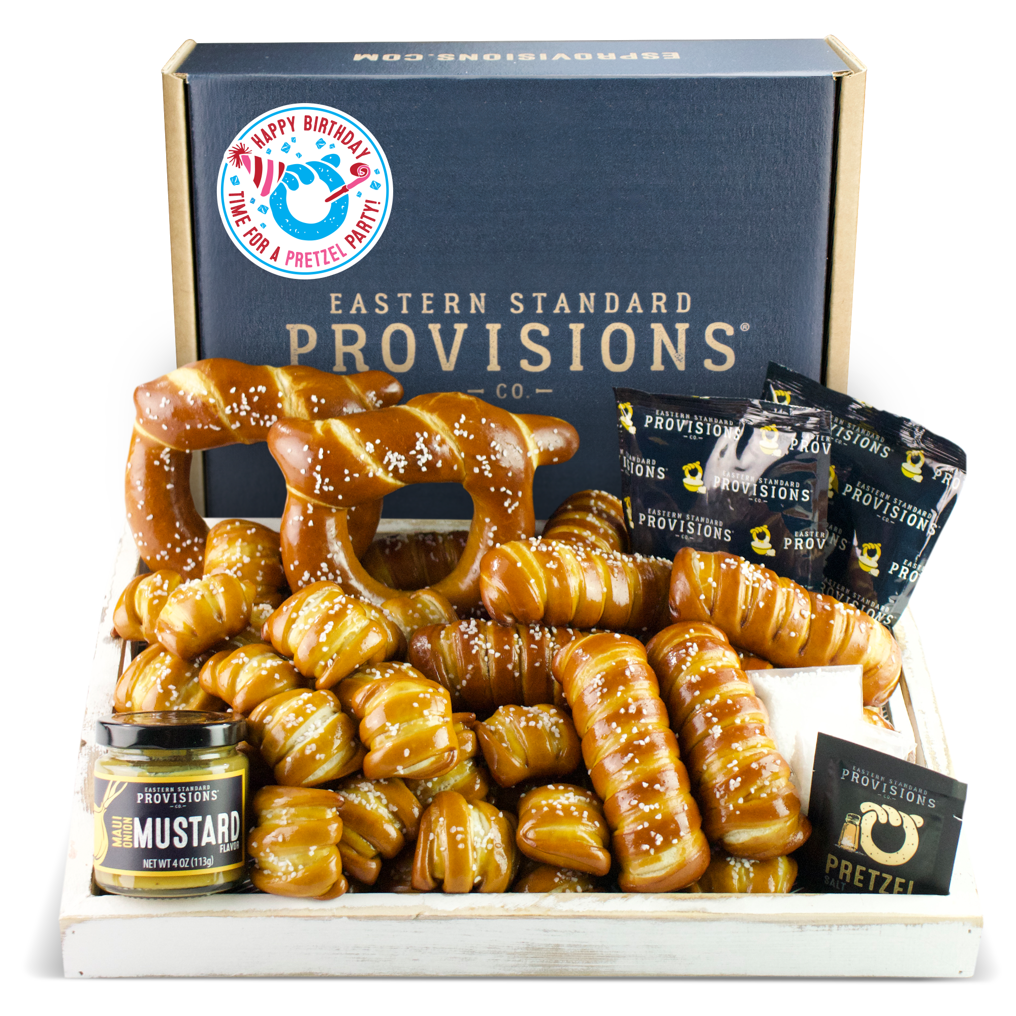 SOFT PRETZELS & SAUCES VARIETY BOX - Happy Birthday