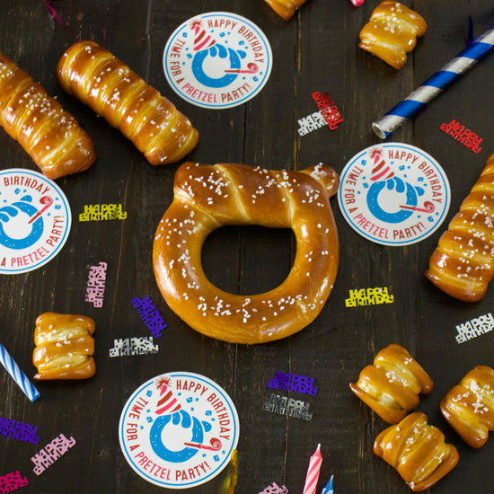 SOFT PRETZELS & SAUCES VARIETY BOX - Happy Birthday