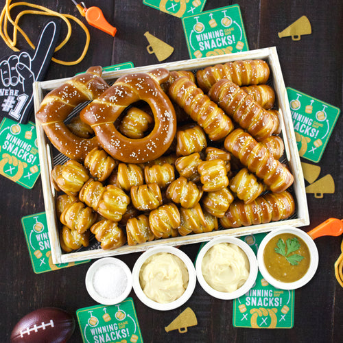 SOFT PRETZELS & SAUCES VARIETY BOX - Football