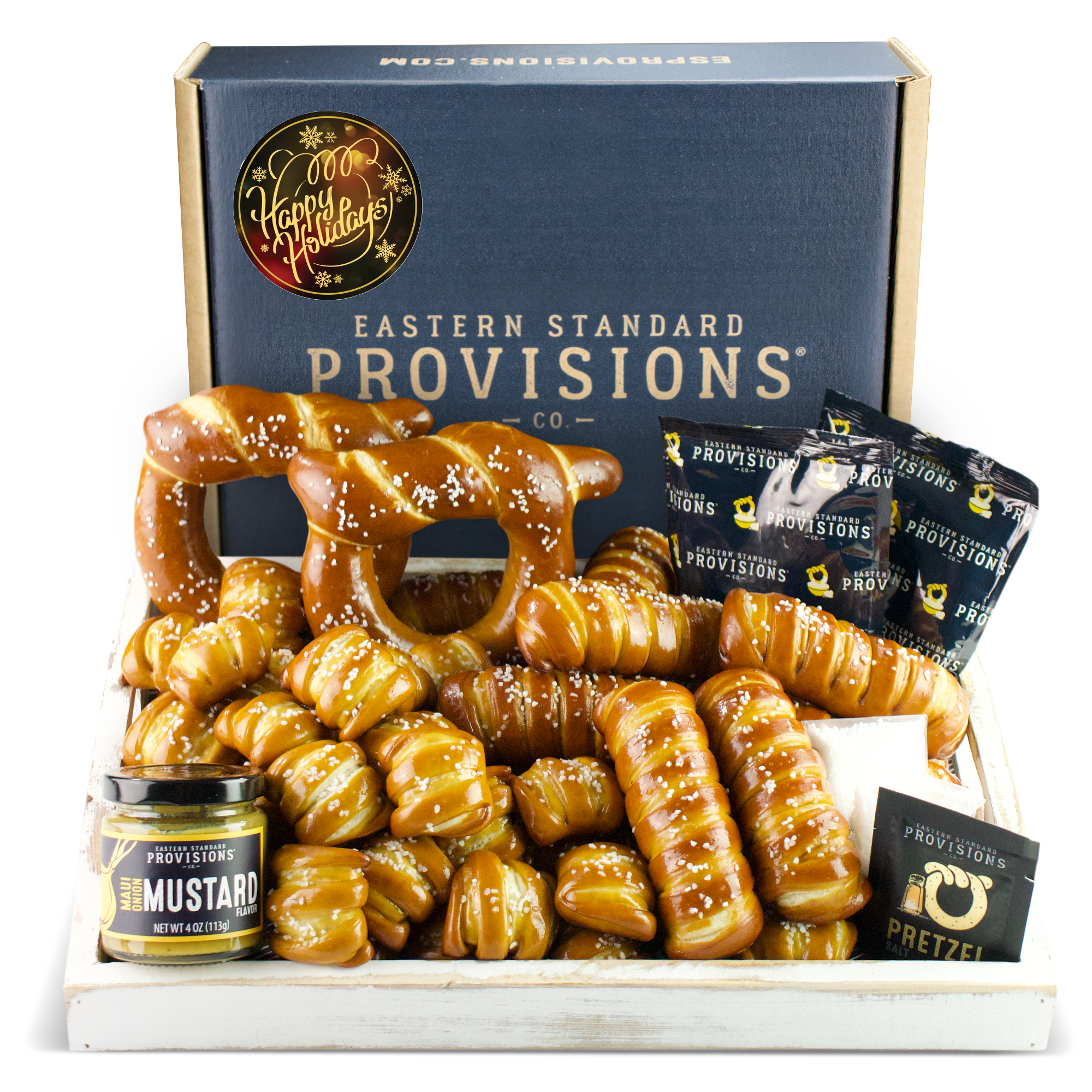 SOFT PRETZELS & SAUCES VARIETY BOX - Happy Holidays