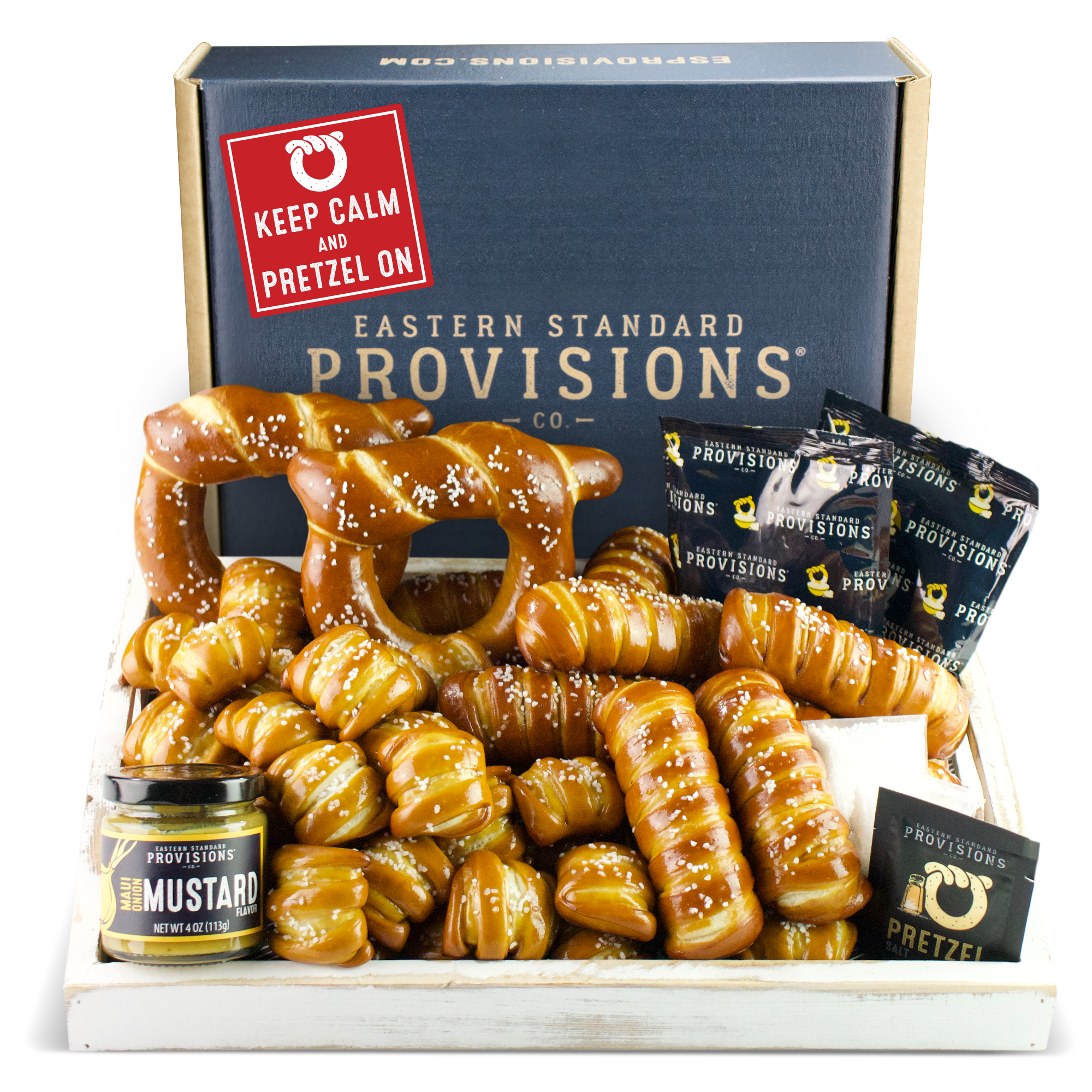SOFT PRETZELS & SAUCES VARIETY BOX - Keep Calm & Pretzel On