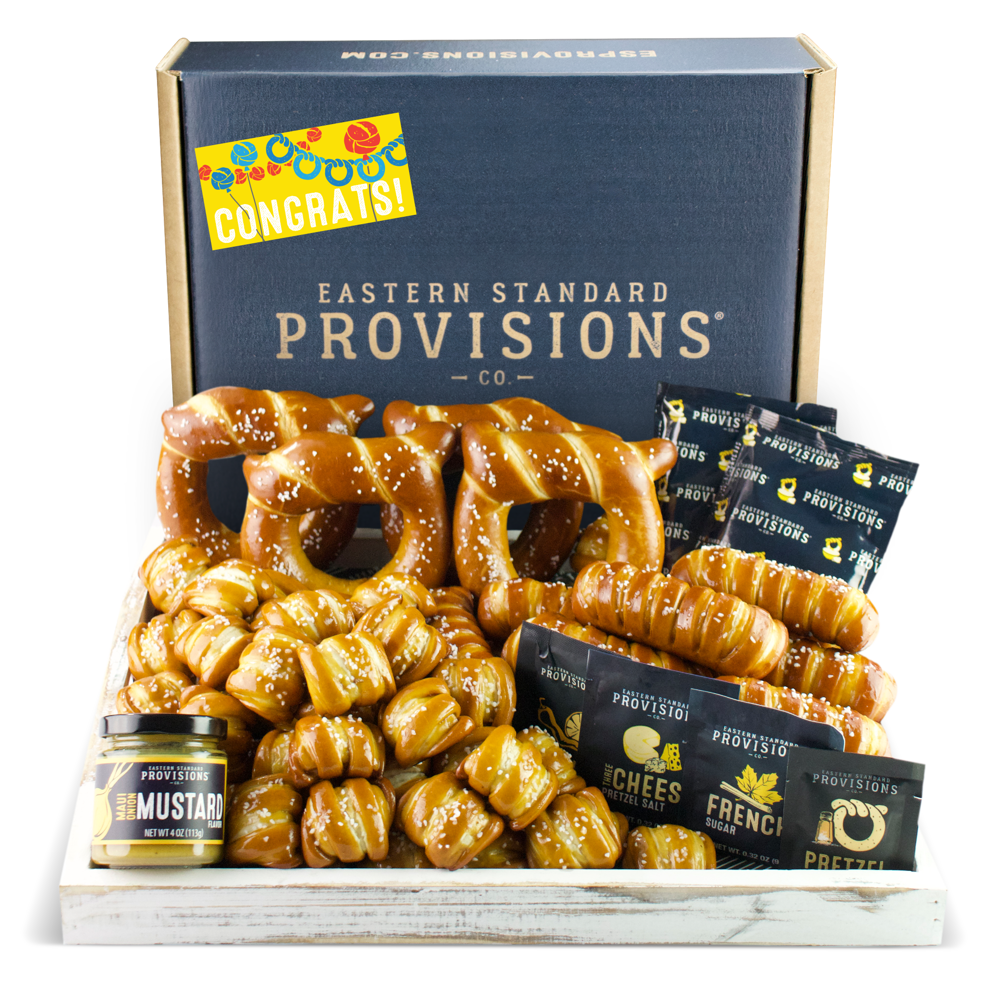 SOFT PRETZELS, SALTS & SAUCES VARIETY BOX - Congratulations