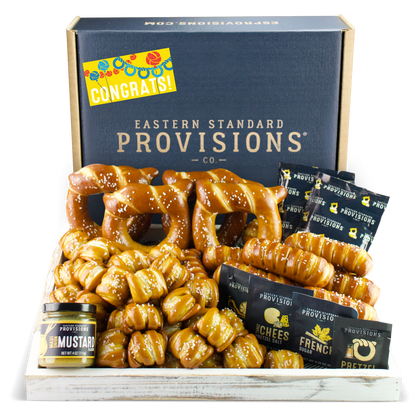 SOFT PRETZELS, SALTS & SAUCES VARIETY BOX - Congratulations