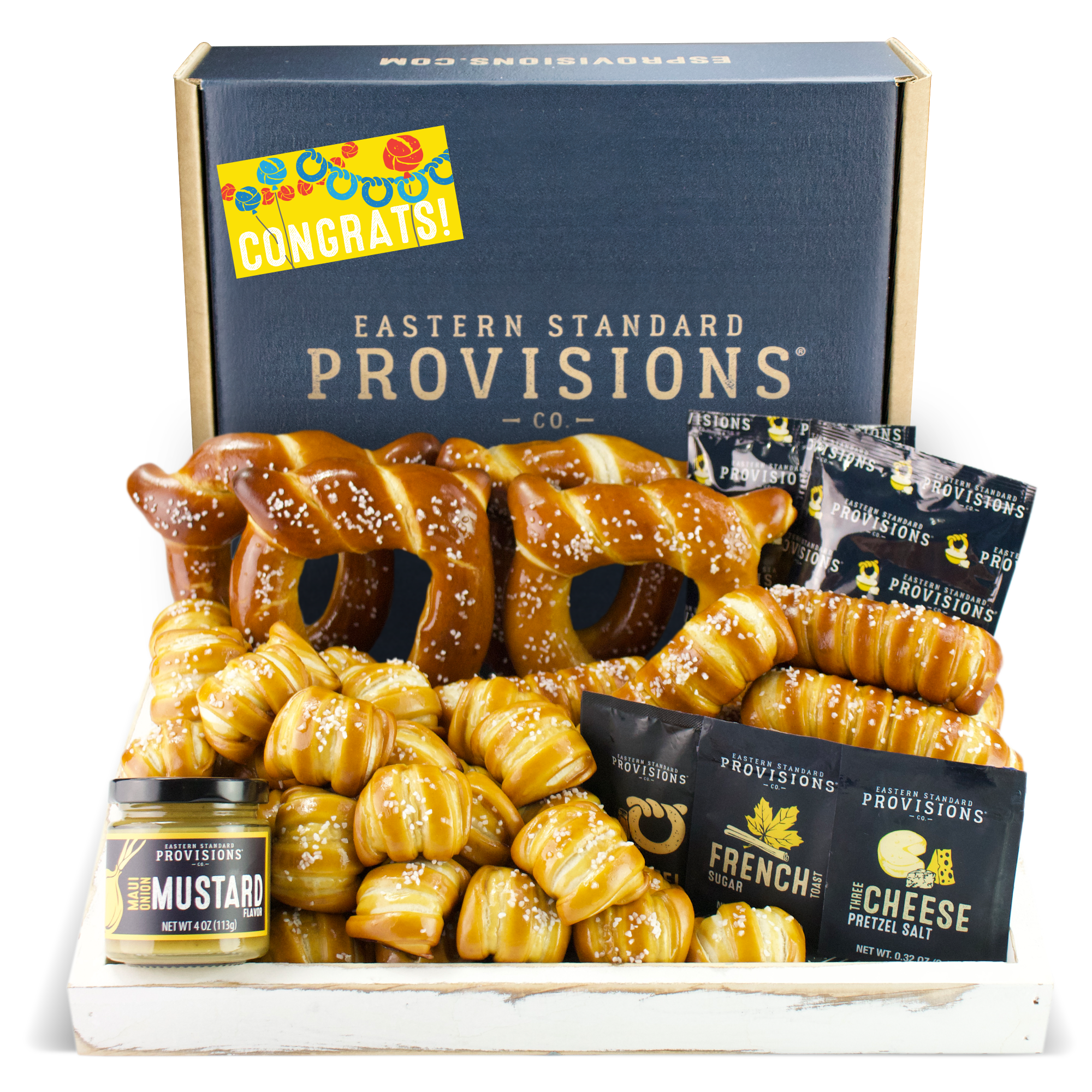 SOFT PRETZELS, SALTS & SAUCES VARIETY BOX - Congratulations