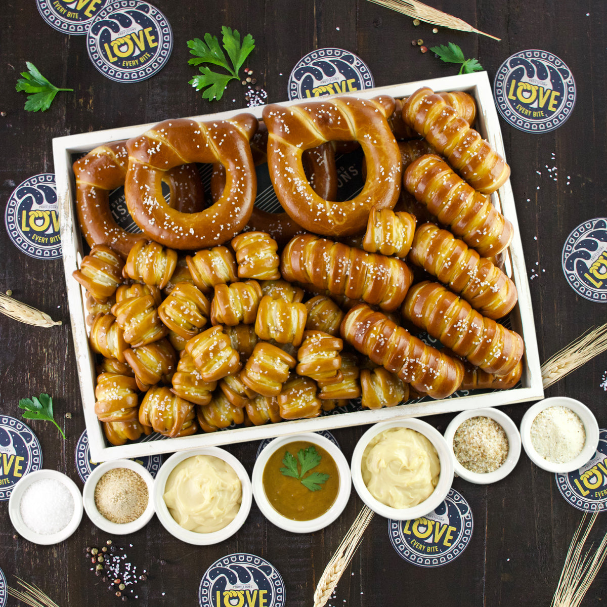 SOFT PRETZELS, SALTS & SAUCES VARIETY BOX - ESPCO