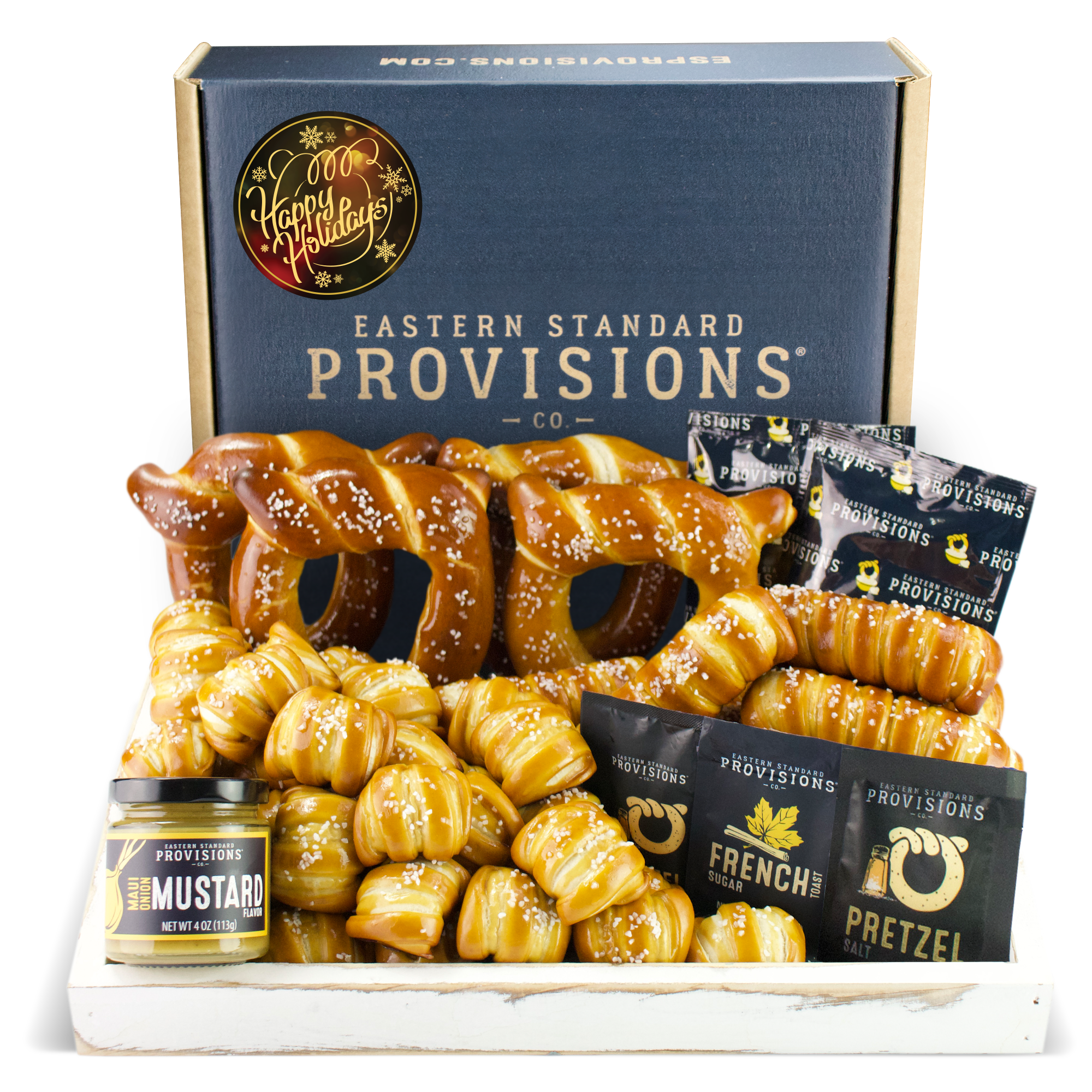 Soft Pretzels, Sauces & Salts Variety Box - Happy Holidays