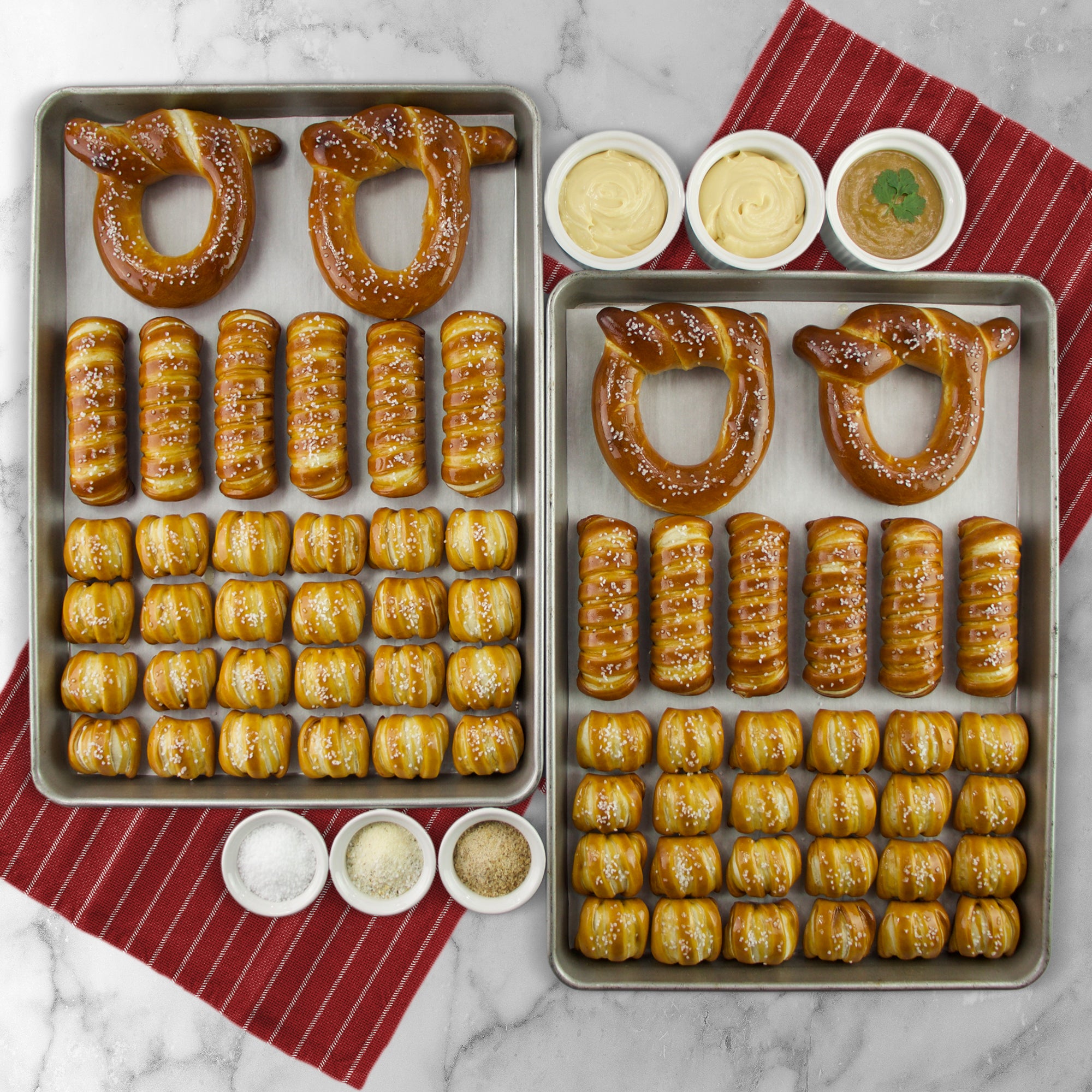SOFT PRETZELS, SALTS & SAUCES VARIETY BOX - Keep Calm & Pretzel On