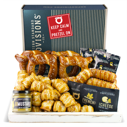 Soft Pretzels, Salts & Sauces Variety Box - Keep Calm & Pretzel On