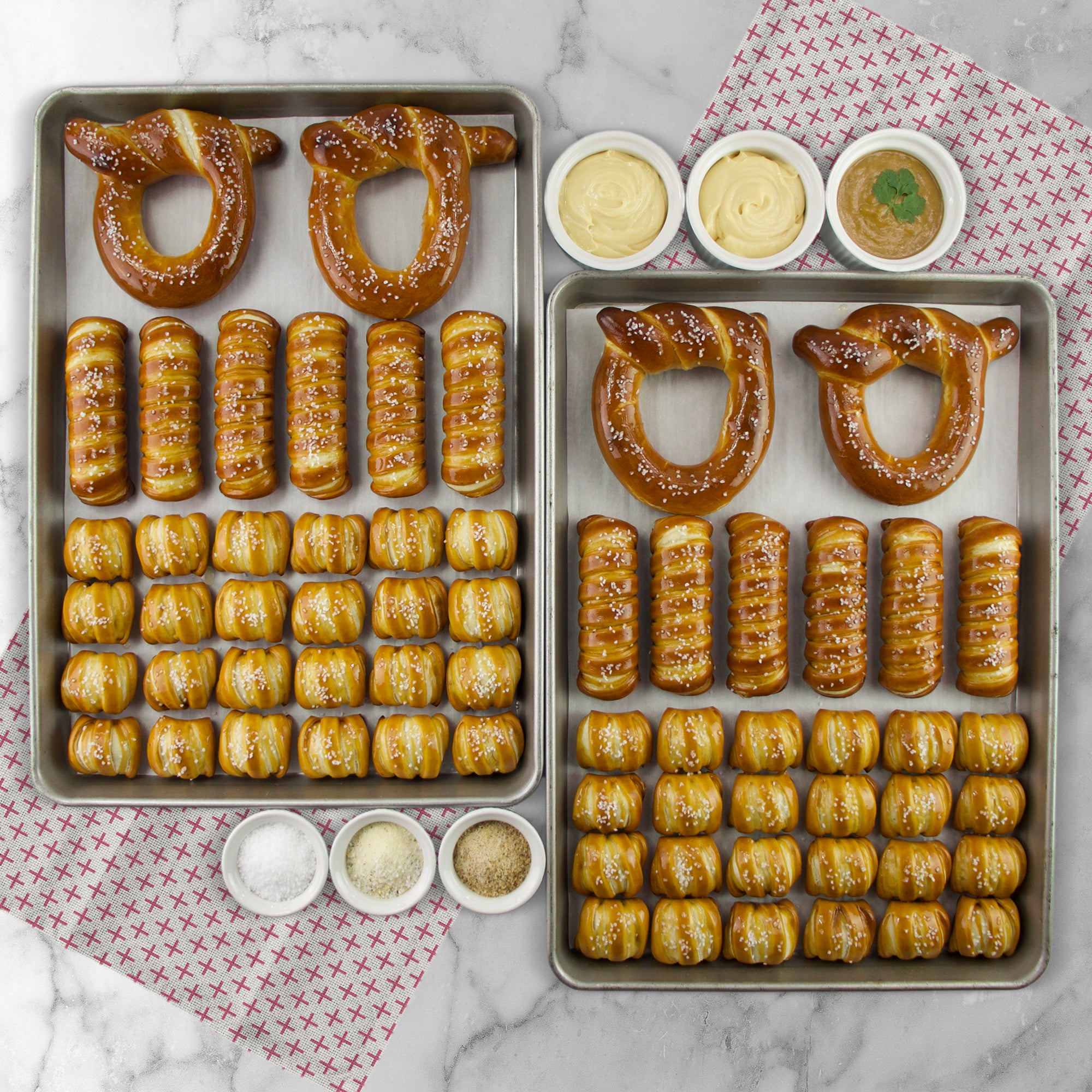 SOFT PRETZELS, SALTS & SAUCES VARIETY BOX - Well Wishes