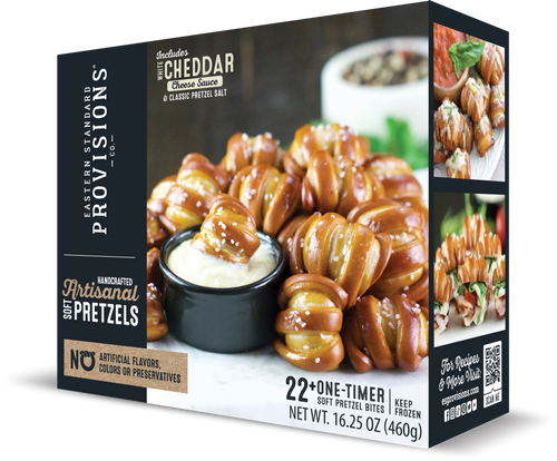 One-Timer Soft Pretzel Bites with White Cheddar Cheese Sauce