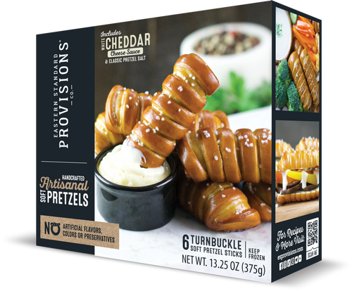 Turnbuckle Soft Pretzel Sticks with White Cheddar Cheese Sauce