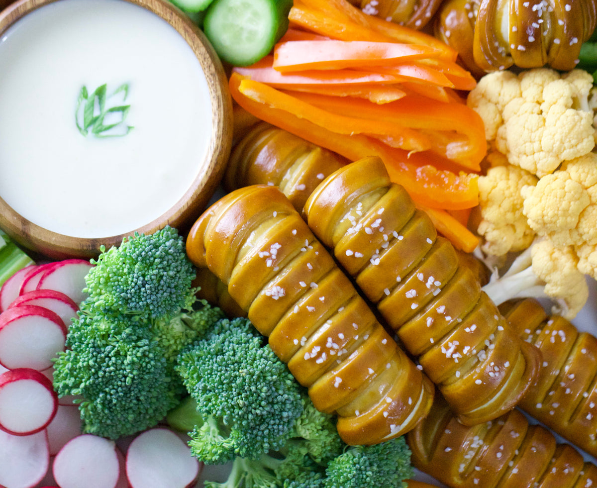 Turnbuckle Soft Pretzel Sticks with White Cheddar Cheese Sauce